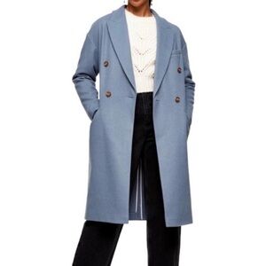 Topshop Powder Blue Double-Breasted Trench Coat